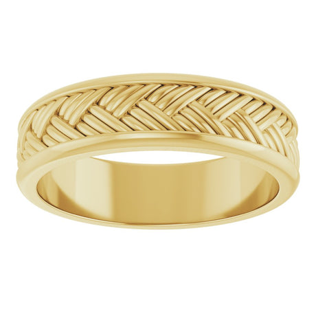 14K Yellow Gold 5.4 mm Woven-Design Flat Band Size 10.5