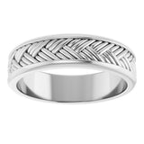 Sterling Silver 5.4 mm Woven-Design Flat Band Size 11