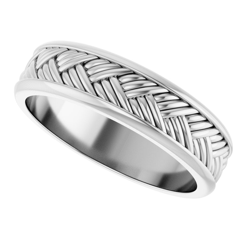 Sterling Silver 5.4 mm Woven-Design Flat Band Size 11