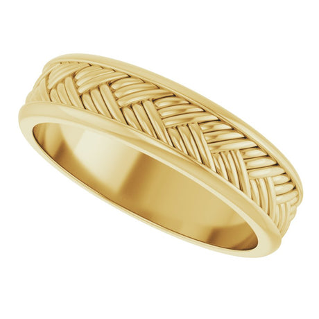 14K Yellow Gold 5.4 mm Woven-Design Flat Band Size 12