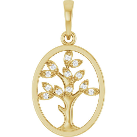 14K Yellow Gold .05 CTW Natural Diamond Tree of Life Pendant