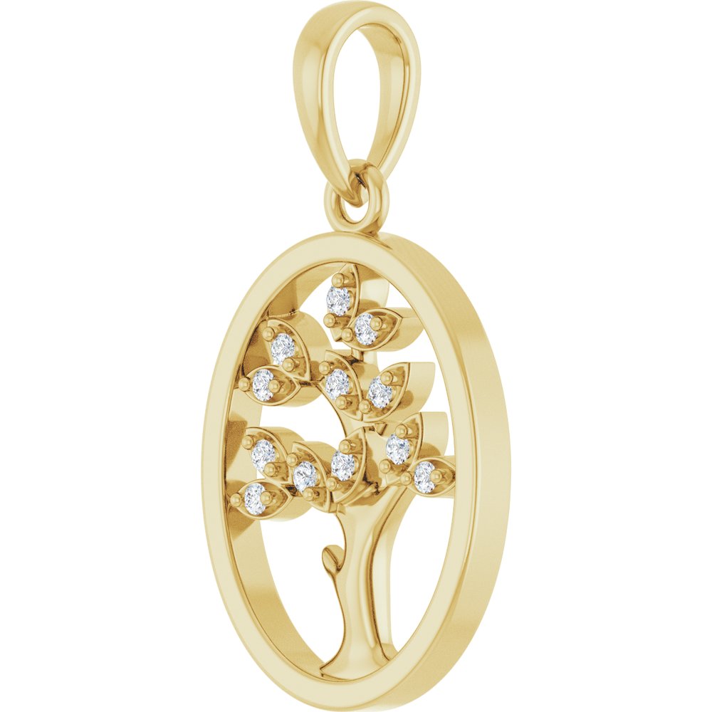 14K Yellow .06 CTW Natural Diamond Tree of Life Pendant