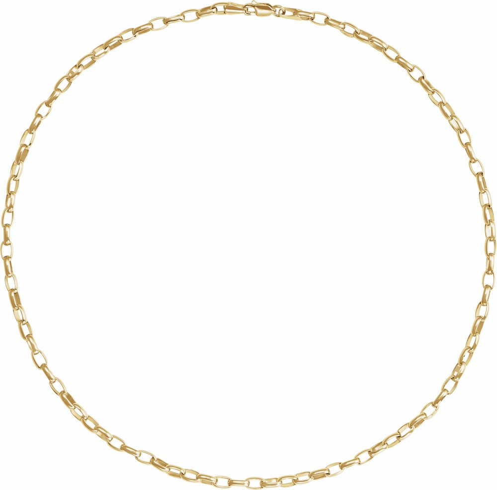 14K Yellow Gold 3.9 mm Puffed Oval Cable 20" Chain