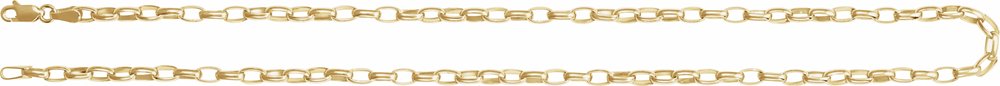 14K Yellow Gold 3.9 mm Puffed Oval Cable 20" Chain