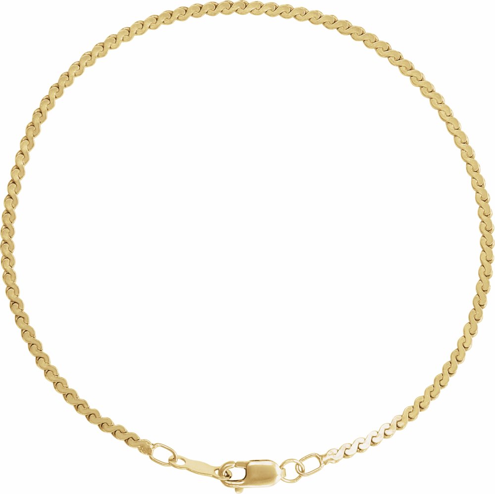 14K Yellow Gold 1.7 mm Serpentine 7" Chain