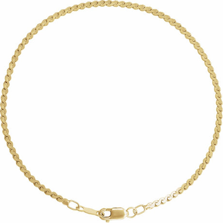 14K Yellow Gold 1.7 mm Serpentine 7" Chain