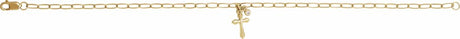 14K Yellow Gold .03 CTW Natural Diamond Cross Charm 7" Bracelet
