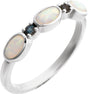 Sterling Silver Lab-Grown White Opal & Natural London Blue Topaz Stackable Ring