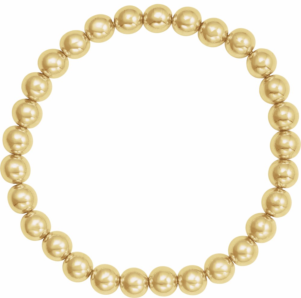 14K Yellow Gold-Filled 6 mm Elastic Bead 6 1/2" Bracelet