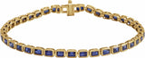 14K Yellow Lab-Grown Blue Sapphire Line 7" Bracelet