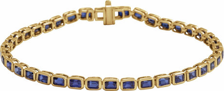 14K Yellow Lab-Grown Blue Sapphire Line 7" Bracelet