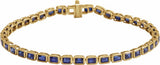 14K Yellow Gold Lab-Grown Blue Sapphire Line 7" Bracelet