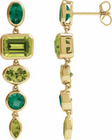 14K Yellow Gold Natural Peridot & Lab-Grown Emerald Dangle Earrings
