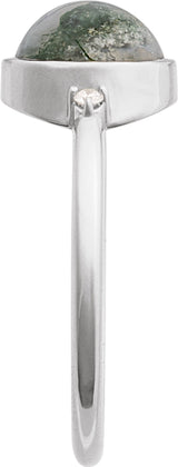 14K White Natural Moss Agate & .03 CTW Natural Diamond Ring