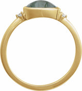 14K Yellow Gold Natural Moss Agate & .03 CTW Natural Diamond Ring