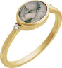 14K Yellow Gold Natural Moss Agate & .03 CTW Natural Diamond Ring
