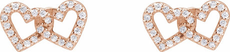 14K Rose 1/5 CTW Natural Diamond Interlocking Heart Earrings