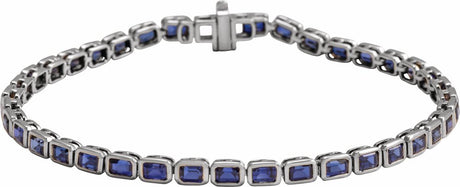 14K White Gold Lab-Grown Blue Sapphire Line 7" Bracelet
