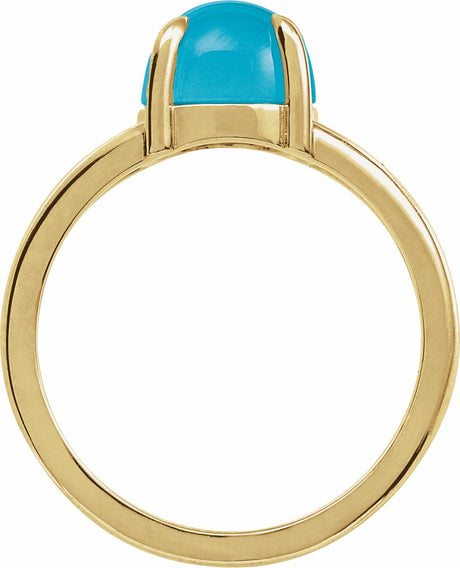 14K Yellow Natural Turquoise Cabochon Ring