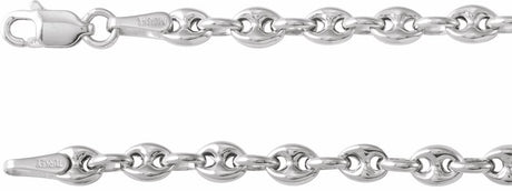 Sterling Silver 3.8 mm Hollow Puffed Anchor 18" Chain