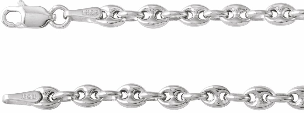 Sterling Silver 3.8 mm Hollow Puffed Anchor 16" Chain