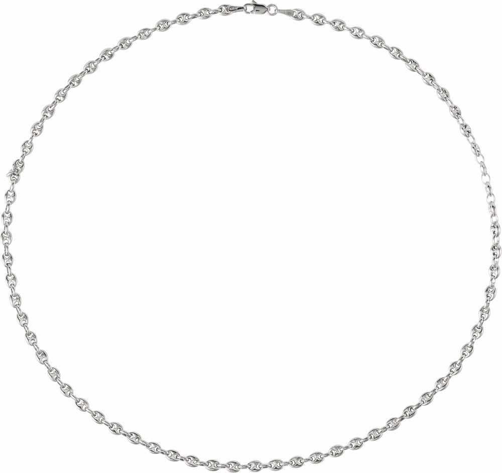 Sterling Silver 3.8 mm Hollow Puffed Anchor 18" Chain