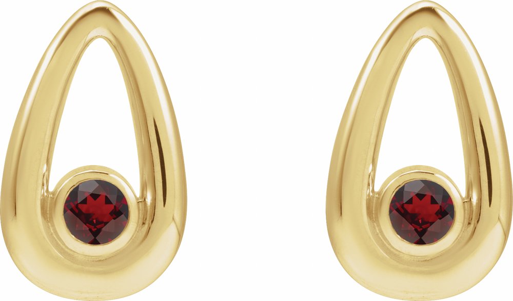 14K Yellow Natural Mozambique Garnet Geometric Earrings