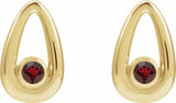 14K Yellow Natural Mozambique Garnet Geometric Earrings