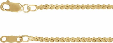 14K Yellow Gold 1.7 mm Serpentine 7" Chain