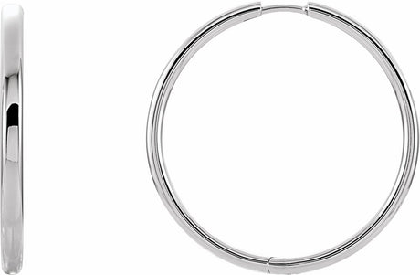 14K White Hinged 24 mm Hoop Earrings