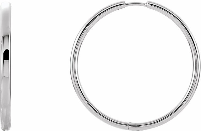 14K White Hinged 24 mm Hoop Earrings