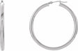 14K White Tube 40 mm Hoop Earrings