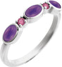Sterling Silver Natural Amethyst & Natural Pink Tourmaline Stackable Ring