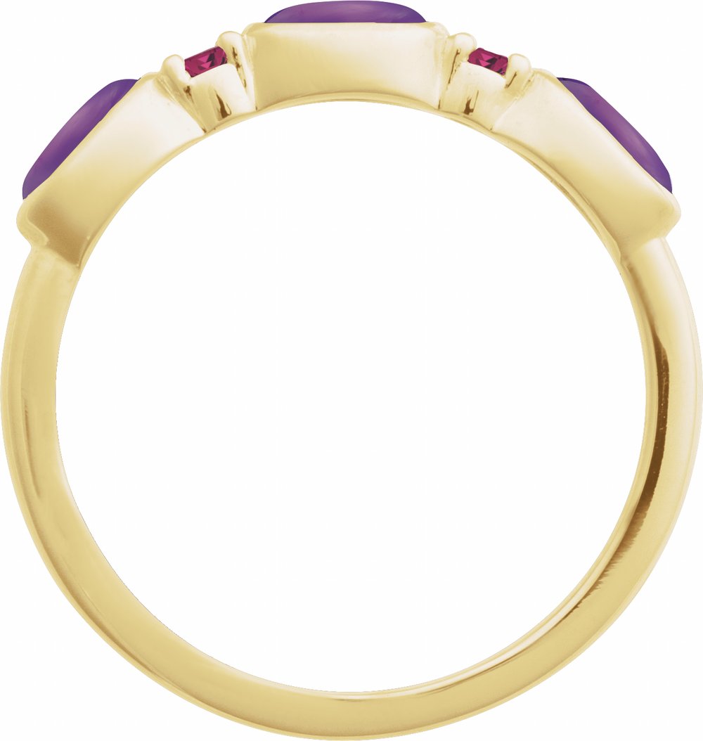 14K Yellow Natural Amethyst & Natural Pink Tourmaline Stackable Ring