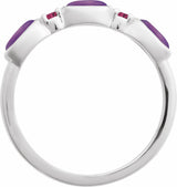 Sterling Silver Natural Amethyst & Natural Pink Tourmaline Stackable Ring
