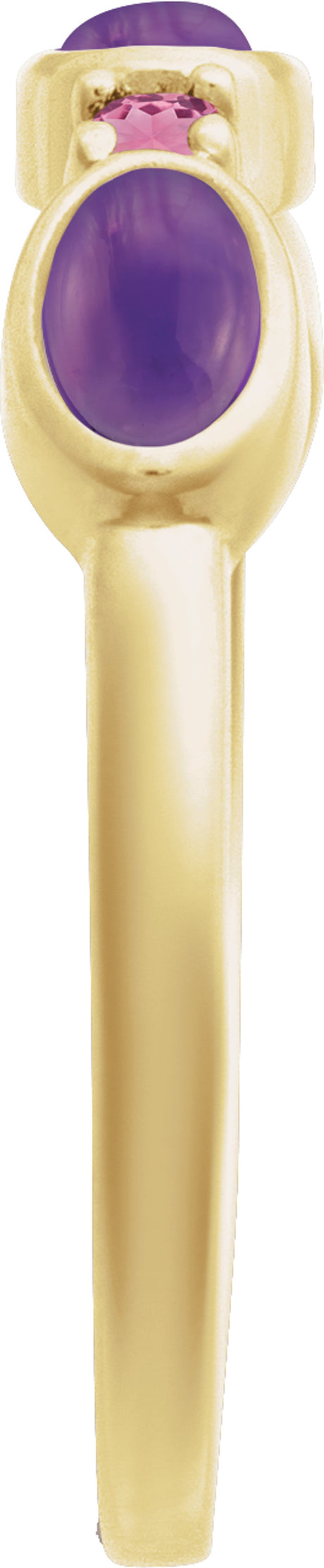 14K Yellow Gold Natural Amethyst & Natural Pink Tourmaline Stackable Ring