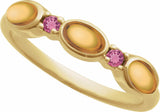 14K Yellow Natural Citrine & Natural Pink Tourmaline Stackable Ring