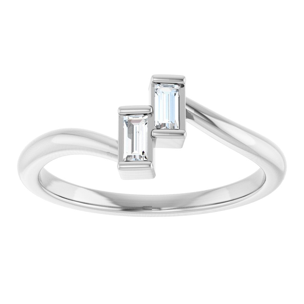 14K White Gold 1/8 CTW Natural Diamond Two Stone Ring