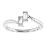 14K White Gold 1/8 CTW Natural Diamond Two Stone Ring