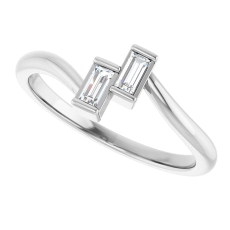 14K White Gold 1/8 CTW Natural Diamond Two Stone Ring