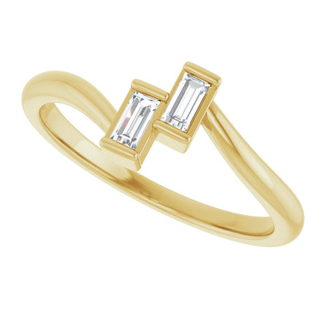 14K Yellow Gold 1/8 CTW Natural Diamond Two Stone Ring