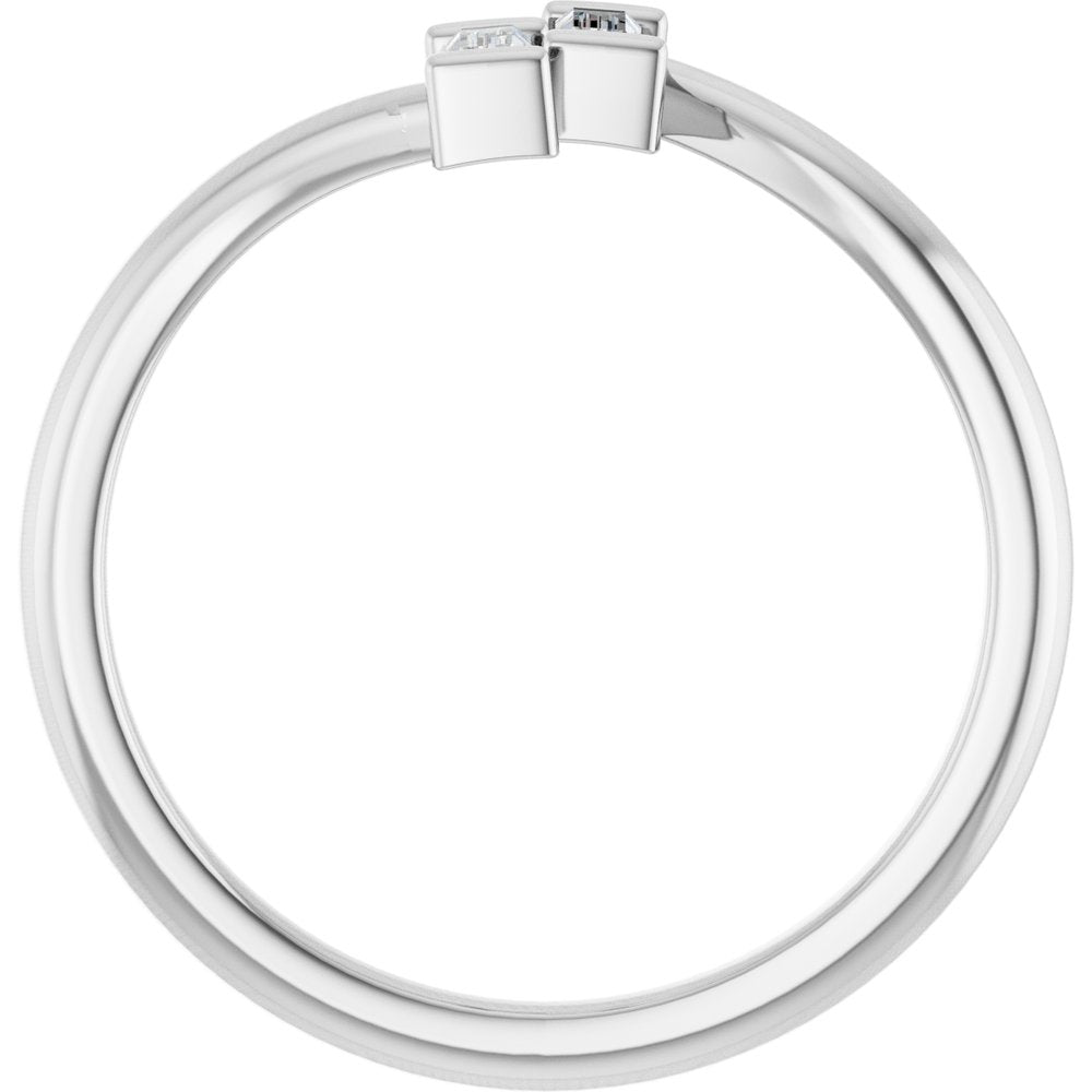 14K White Gold 1/8 CTW Natural Diamond Two Stone Ring