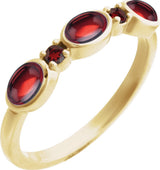 14K Yellow Gold Natural Mozambique Garnet & Natural Mozambique Garnet Stackable Ring
