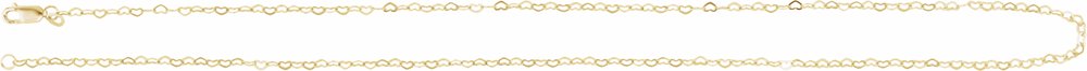 14K Yellow 1.9 mm Heart 18" Chain