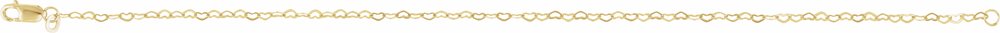 14K Yellow Gold 1.9 mm Heart 7" Chain