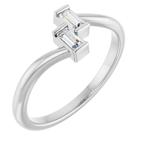 14K White Gold 1/8 CTW Natural Diamond Two Stone Ring