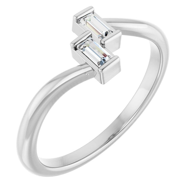 14K White Gold 1/8 CTW Natural Diamond Two Stone Ring