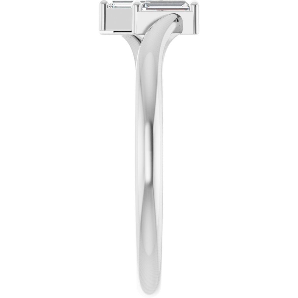 14K White Gold 1/8 CTW Natural Diamond Two Stone Ring