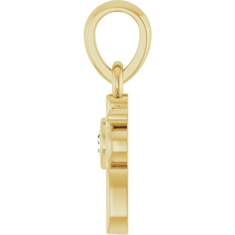 14K Yellow Gold .03 CT Natural Diamond Dog Mom Pendant 