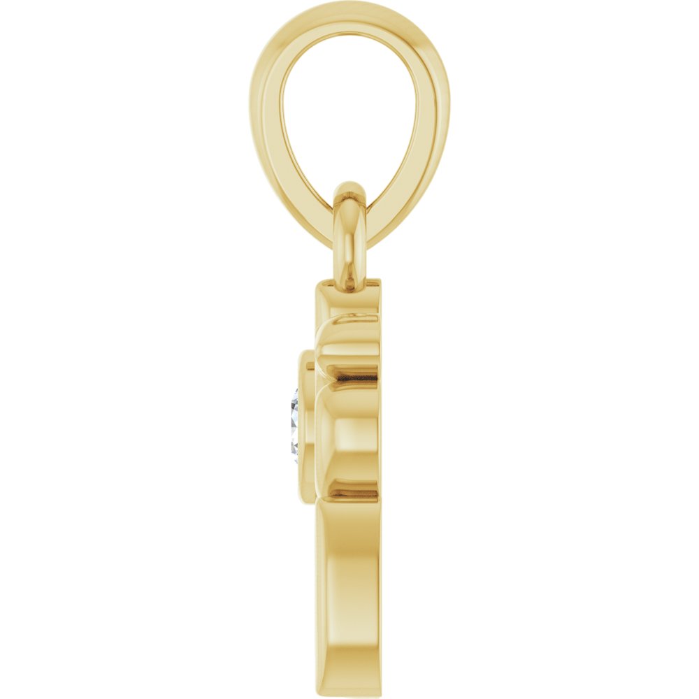 14K Yellow Gold .03 CT Natural Diamond Dog Mom Pendant 